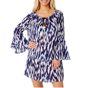 Anne Cole Women's Blue and White Swim Cover-Up Size XS/S Resortwear Pool Beach
